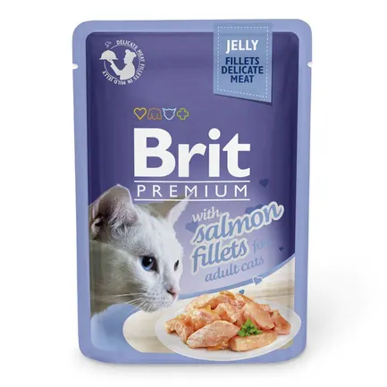 Вологий корм Brit Premium Cat Pouch для котів, філе лосося в желе, 85 г — Фото 2