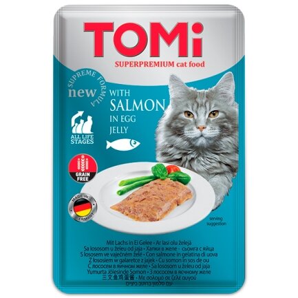 TOMi Salmon In Egg Jelly ТОМІ ЛОСОСЬ В ЯЄЧНОМУ ЖЕЛЕ консерви для котів, вологий корм, пауч 100г 0,1 кг