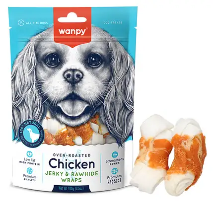 Wanpy Chicken Jerky & Rawhide Wraps ВАНПІ КІСТКА З В’ЯЛЕНОЮ КУРКОЮ ласощі для собак 0,1 кг