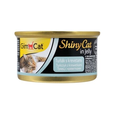 Вологий корм GimCat Shiny Cat для котів, тунець та креветки, 70 г