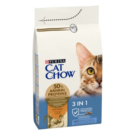 Сухий корм CAT CHOW Feline 3-in-1 для дорослих котів з формулою потрійної дії з куркою 1,5 кг — Фото 2