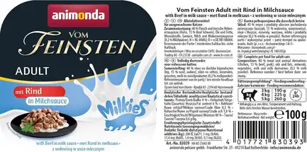 Корм вологий для котів Animonda Vom Feinsten Adult with beef in milk sauce з яловичиною у молочному соусі, 100 г: додаткове фото 2