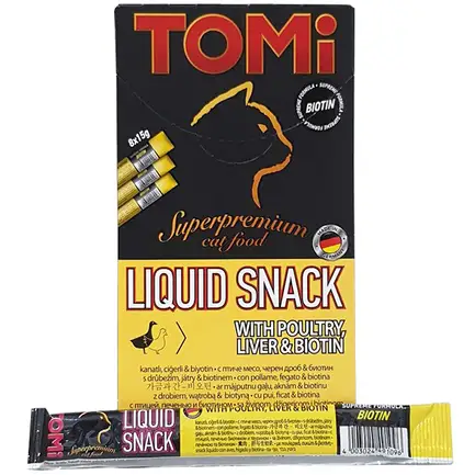 TOMi Liquid Snack Poultry, Liver&Biotin ТОМІ ПТИЦЯ ТА ПЕЧІНКА З БІОТИНОМ рідкі ласощі для котів 0,015 кг