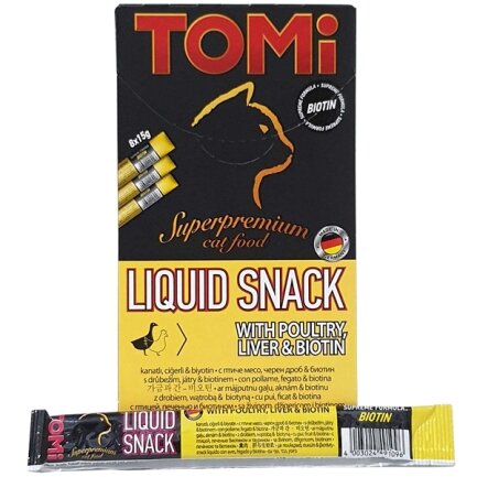 TOMi Liquid Snack Poultry, Liver&amp;Biotin ТОМІ ПТИЦЯ ТА ПЕЧІНКА З БІОТИНОМ рідкі ласощі для котів 0,015 кг