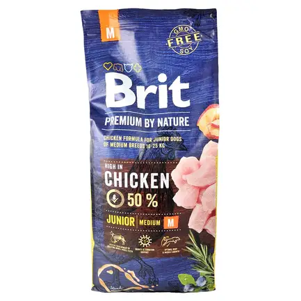 Сухий корм Brit Premium Dog Junior M для цуценят та юніорів середніх порід, з куркою, 15 кг: додаткове фото 4