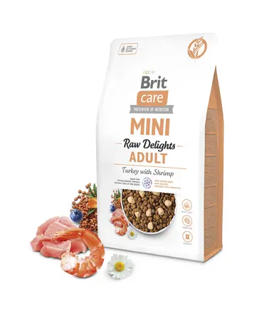 Корм сухий для собак малих порід Brit Care Mini Raw Delights Turkey with Shrimp індичка з креветками 2 кг: додаткове фото 3