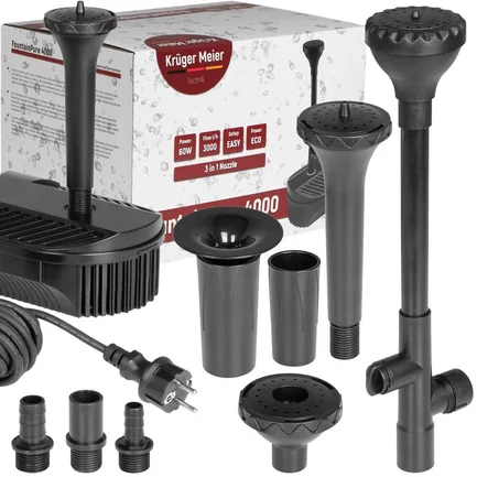 Фонтан-фільтр для ставка Kruger Meier FountainPure 4000 — 3 в 1: насос, фільтр, фонтан (3000 л/год): додаткове фото 3