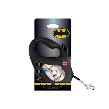 Повідець-рулетка для собак WAUDOG R-leash, малюнок "Харлі Квін", S, до 15 кг, 5 м, світловідбиваюча стрічка чорний: додаткове фото 2