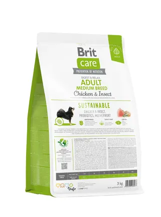 Сухий корм Brit Care Dog Sustainable Adult Medium Breed для собак середніх порід, з куркою та комахами, 3 кг: додаткове фото 3