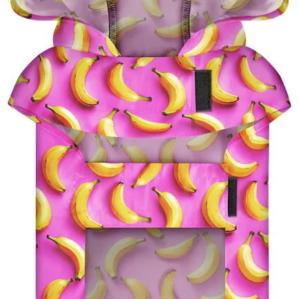 Дощовик-накидка з капюшоном для собак WAUDOG Clothes, малюнок "Банани на рожевому", S, А 32-35 см, B 41-52 см, С 26-33 см: додаткове фото 4