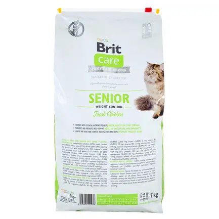 Сухий корм Brit Care Cat GF Senior Weight Control для котів похилого віку з надмірною вагою, курка, 7 кг: додаткове фото 3