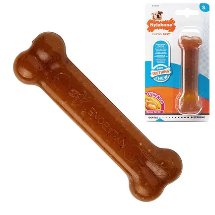 Nylabone Puppy Chew Bone НІЛАБОН БОУН кістка жувальна іграшка для цуценят, смак курки S, для цуценят до 11 кг