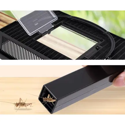 Контейнер для цвіркунів Repti-Zoo Crickets Keeper, з трубками для годування, вентиляцією та мисками, 19×11×15 см: додаткове фото 2