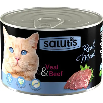 Salutis (Салютис) Real Meat Veal Beef консерва для котів з телятиною, 190 г