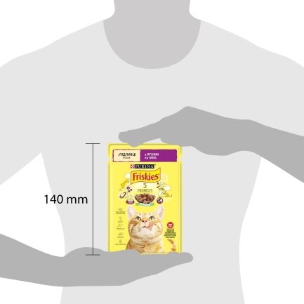 Вологий корм FRISKIES для дорослих котів шматочки у підливці з ягням 85 г — Фото 2