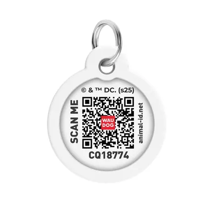 Адресник для собак і котів металевий WAUDOG Smart ID з QR паспортом, малюнок "Флеш лого", коло, Д 30 мм: додаткове фото 3