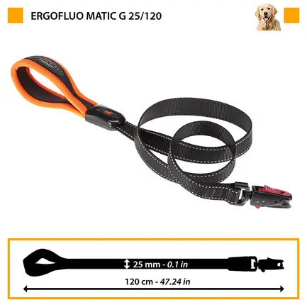 Ferplast ERGOFLUO MATICG25/120 BLUE Повідець з автомат карабіном, нейлон: додаткове фото 2