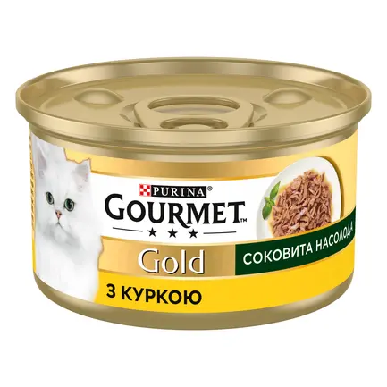 Вологий корм GOURMET Gold "Соковита насолода" для дорослих котів з куркою 85 г: додаткове фото 2