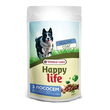 Happy Life Adult with Salmon ХЕППІ ЛАЙФ ЛОСОСЬ сухий преміум корм для собак усіх порід 0,35 кг