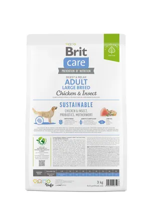 Сухий корм Brit Care Dog Sustainable Adult Large Breed для собак великих порід, з куркою та комахами, 3 кг: додаткове фото 5