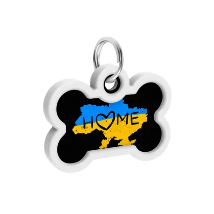 Адресник для собак і котів металевий WAUDOG Smart ID з QR паспортом, малюнок "Дім", кістка, Д 40 мм, Ш 28 мм: додаткове фото 4