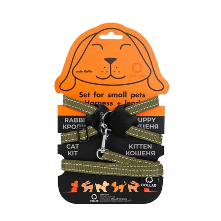 Шлея Dog Extreme з нейлону на планшеті для кроликів (ширина 14мм, В:30-45см) хакі: додаткове фото 2