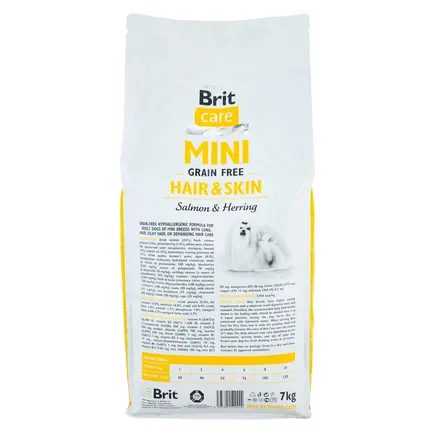 Сухий корм Brit Care GF Mini Hair & Skin для собак мініатюрних порід, для шкіри та шерсті, з лососем та оселедцем, 7 кг: додаткове фото 3