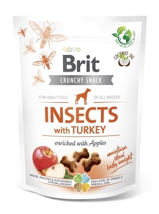 Ласощі для собак Brit Care Dog Crunchy Cracker Insects для підтримки ваги, комахи, індичка та яблуко, 200 г