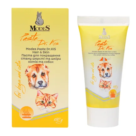 Паста Др. КІС ХеірСкін (Paste Dr.KIS Hair & Skin) для покращення стану шерсті та шкіри котів та собак 50 г, MODES: додаткове фото 2