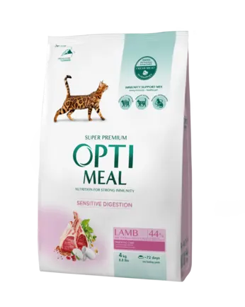 OPTIMEAL сухий корм для котів з чутливим травленням - ягня 4 кг