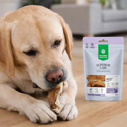 Nature's Protection Superior Care Rabbit Ears with Rabbit Filling Ласощі для собак кролячі вушка з начинкою з кролика, 75 г: додаткове фото 2