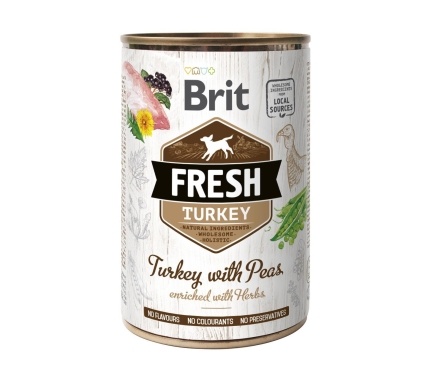Консервований корм Brit Fresh Turkey/Peas для собак, з індичкою та горошком, 400 г