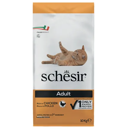 Schesir Cat Adult Chicken ШЕЗІР ДОРОСЛИЙ КУРКА сухий монопротеїновий корм для котів 10 кг