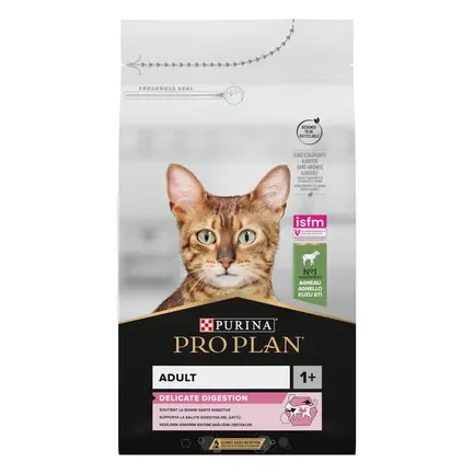 Сухий корм PRO PLAN Adult 1+ Delicate Digestion для дорослих котів з чутливим травленням та вибагливих до їжі з ягням 1,5 кг