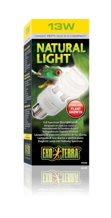 Лампа тераріумна Exo Terra Repti GLO 2.0 Natural Light для усіх видів рептилій та амфібій, люмінесцентна, 13 W, E27 (для опромінення)