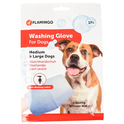 Flamingo Washing Glove Dog ФЛАМІНГО РУКАВИЦА-СЕРВЕТКА для миття без води собак L