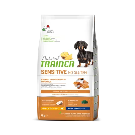 Natural Trainer Dog Sensitive Adult Mini сухий корм для дорослих собак дрібних порід без глютену з лососем 7 кг