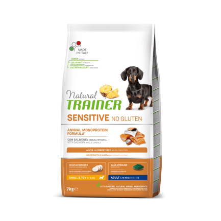 Natural Trainer Dog Sensitive Adult Mini сухий корм для дорослих собак дрібних порід без глютену з лососем 7 кг