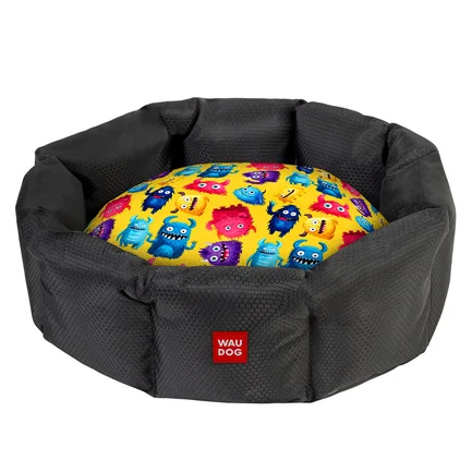 Лежанка для собак WAUDOG Relax, малюнок "Мохнаті монстри", M, Ш 42 см, Д 52 см, В 19 см
