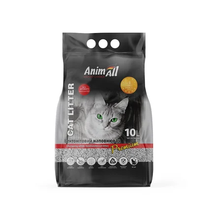 Бентонітовий наповнювач AnimAll Premium Classic без аромату, для котів, 10 л