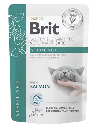 Корм вологий Brit GF VD Care Sterilised для котів з лососем 85 г