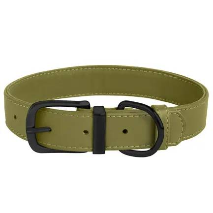 Нашийник для Собак Шкіряний BronzeDog Premium з Металевою Фурнітурою Оливковий 2XL: додаткове фото 4