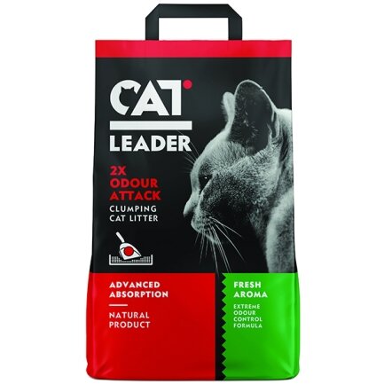 Cat Leader Clumping 2xOdour Attack Fresh КЕТ ЛІДЕР ПОДВІЙНА СВІЖІСТЬ ультрагрудкувальний наповнювач у котячий туалет 5 кг