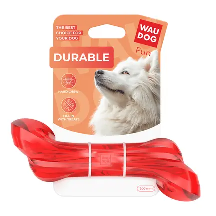 Іграшка для собак WAUDOG Fun Durable Кістка, термопластична гума, 200 мм, червоний: додаткове фото 2