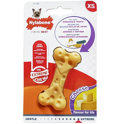 Nylabone Extreme Chew Cheese Bone НІЛАБОН СИРНА КІСТКА жувальна іграшка для собак, смак сиру XS, для собак до 7 кг