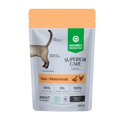 Nature's Protection Superior Care Urinary Grain Free Adult Cats with Duck, Chicken Breast and Cranberries Вологий корм для котів для підтримки сечовидільної системи з качкою, куркою і журавлиною, 85 г