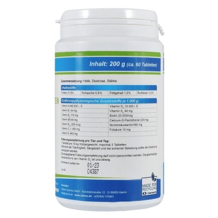 Вітаміни Canina V25 Vitamintabletten для собак, полівітамінний комплекс, 200 г (60 табл) — Фото 1