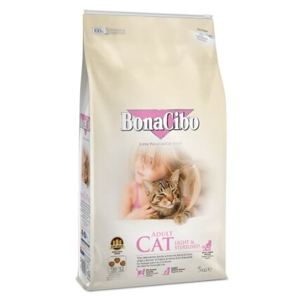 BonaCibo Adult Cat Light&amp;Sterilized 5 kg