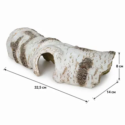 Декорація укриття Hobby Birch Tunnel 3 32,5×14×8 см для тераріуму та акваріума (36517): додаткове фото 2