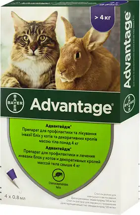 Краплі від бліх і кліщів Bayer Advantage 80 для котів понад 4 кг, ціна за 1 піпетку